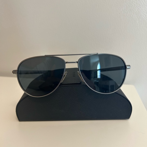 Prada Other - Prada Silver Aviator Sunglasses